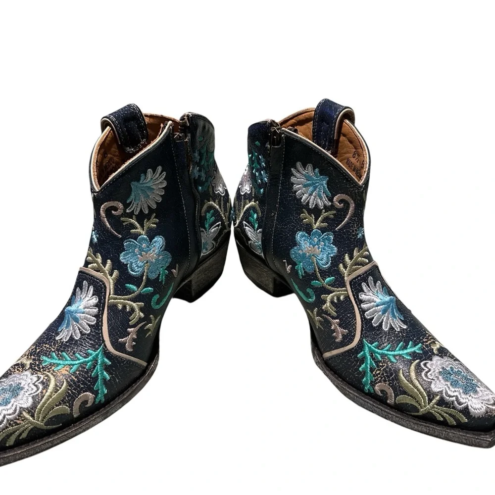 Old Gringo “Yippee Ki Yay” Floral Embroidered Ankle Boots - Picture 3 of 6